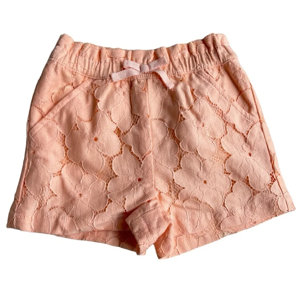 NWT Janie and Jack Tropical Peach Lace Shorts - Size 3 - Picture 1 of 9